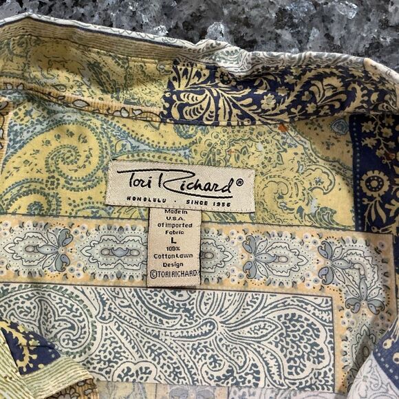 Vintage Tori Richard Honolulu Paisley Patchwork Button-Up Shirt – Size L – Made - Picture 3 of 7
